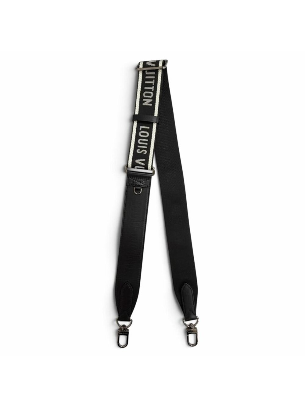 Louis Vuitton Logo Jacquard Leather Shoulder Strap Black White Gunmetal